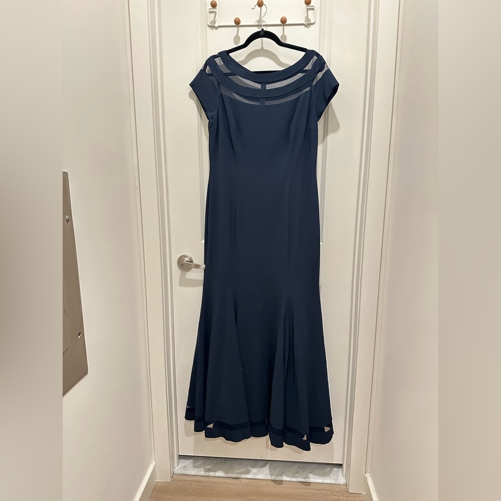 JS Collections Navy Sheer Detail Dress